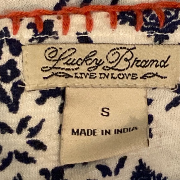 LUCKY BRAND navy, white, + orange top - Picture 5 of 5